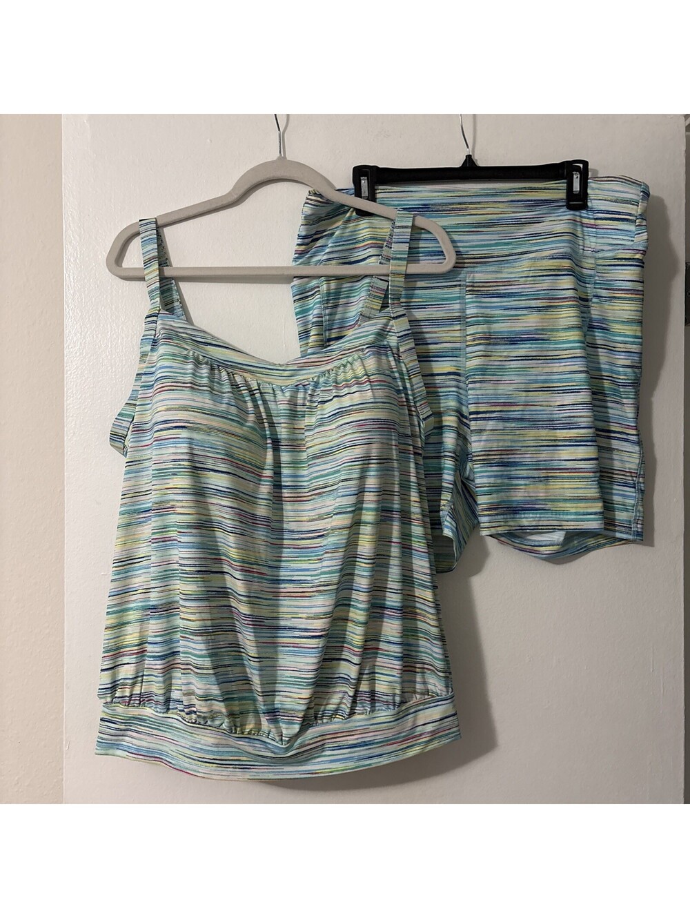 Lands End Womens Plus 20w 2X Swim Tankini Top Swim Shorts Set Swimsuit